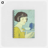 Girl holding tea pot and cup on tray by Edward Penfield - エドワード ペンフィールド Memo.