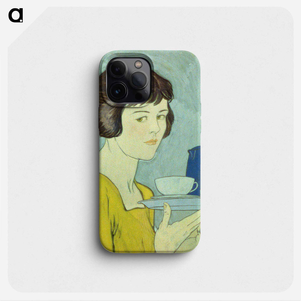 Girl holding tea pot and cup on tray by Edward Penfield - Edward Penfield Phone Case.