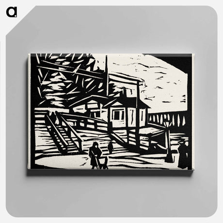 アートパネル-Shed on the Bank of the Elbe - エルンスト ルートヴィヒ キルヒナー Canvas.