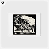 アートポストカード-Shed on the Bank of the Elbe - エルンスト ルートヴィヒ キルヒナー Postcard.