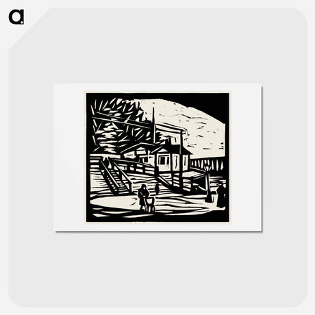 アートポストカード-Shed on the Bank of the Elbe - エルンスト ルートヴィヒ キルヒナー Postcard.