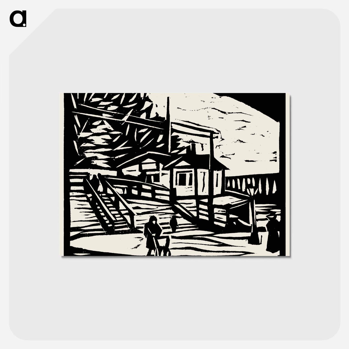 アートポストカード-Shed on the Bank of the Elbe - エルンスト ルートヴィヒ キルヒナー Postcard.