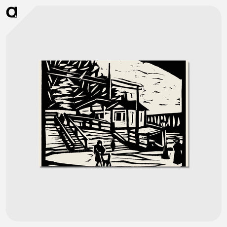 アートポストカード-Shed on the Bank of the Elbe - エルンスト ルートヴィヒ キルヒナー Postcard.