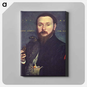 アートパネル-Portrait of Nobleman with a falcon - ハンス ホルバイン Canvas.