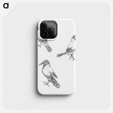 Three sketches of a crow - Julie de Graag Phone Case.