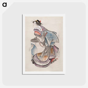 アートポストカード-Hokusai's Japanese woman from Album of Sketches - 葛飾 北斎 Postcard.