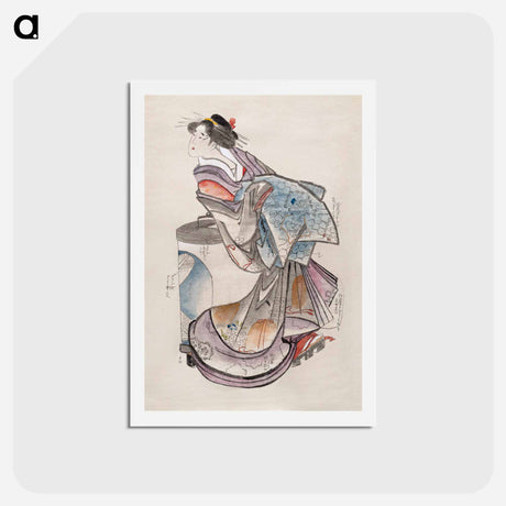アートポストカード-Hokusai's Japanese woman from Album of Sketches - 葛飾 北斎 Postcard.