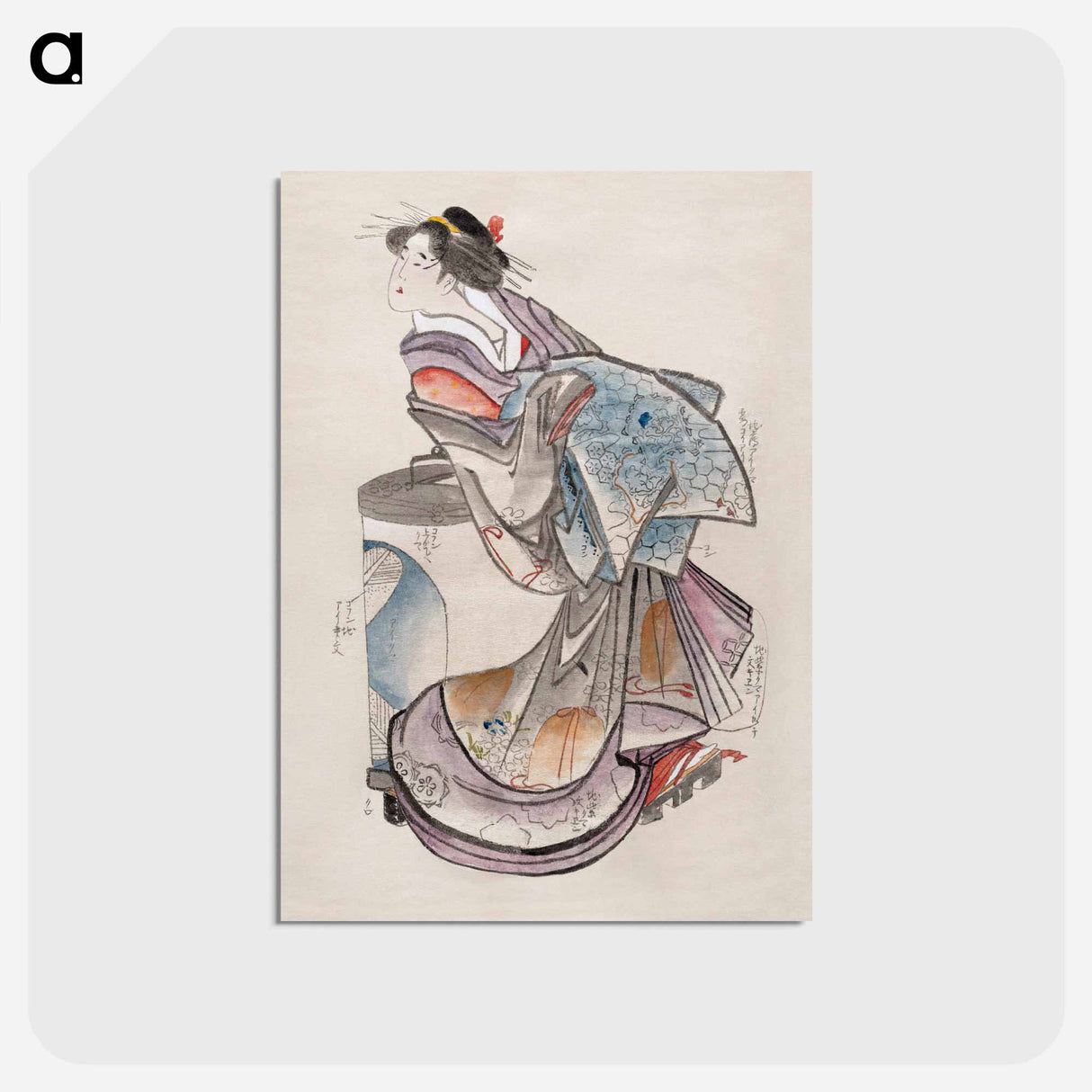 アートポストカード-Hokusai's Japanese woman from Album of Sketches - 葛飾 北斎 Postcard.
