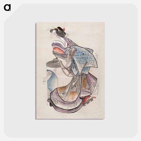 アートポストカード-Hokusai's Japanese woman from Album of Sketches - 葛飾 北斎 Postcard.