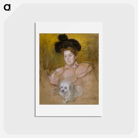 アートポストカード-Woman in Raspberry Costume Holding a Dog - メアリー カサット Postcard.