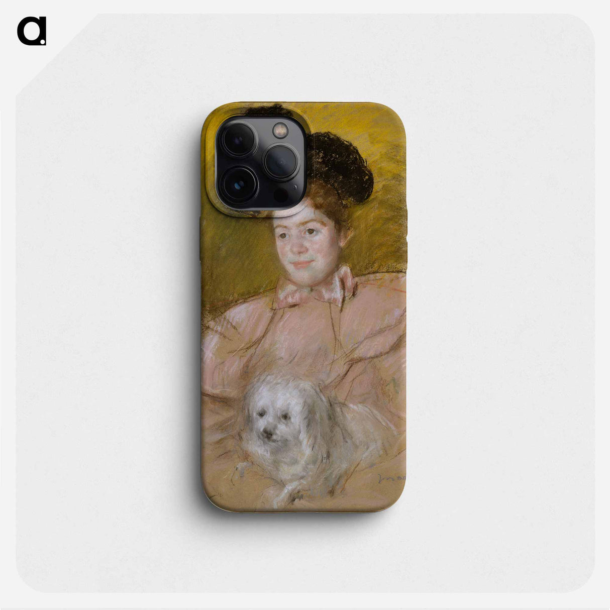 Woman in Raspberry Costume Holding a Dog - メアリー カサット Phone Case.