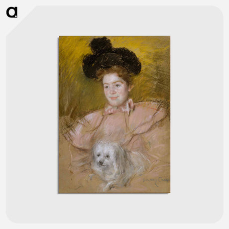 アートポストカード-Woman in Raspberry Costume Holding a Dog - メアリー カサット Postcard.