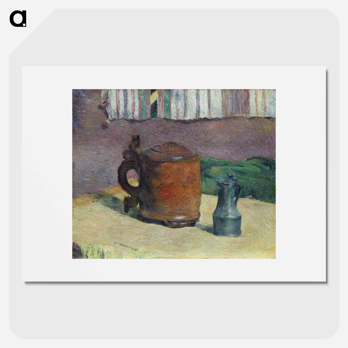 Still Life: Wood Tankard and Metal Pitcher - Paul Gauguin Poster.