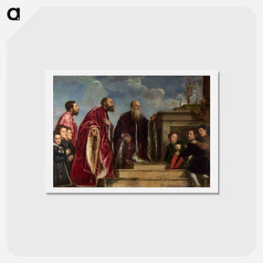 アートポストカード-The Vendramin Family Venerating a Relic of the True Cross - ティツィアーノ ヴェチェッリオ Postcard.