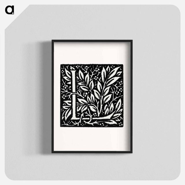 アートポスター-Love is Enough–Initial letter “L” entwined with Laurel Leaves - ウィリアム モリス Poster.