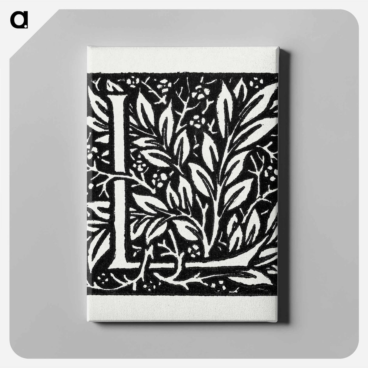 Love is Enough–Initial letter “L” entwined with Laurel Leaves - William Morris Canvas.