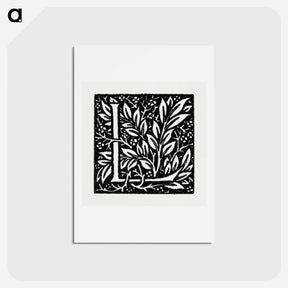 アートポストカード-Love is Enough–Initial letter “L” entwined with Laurel Leaves - ウィリアム モリス Postcard.