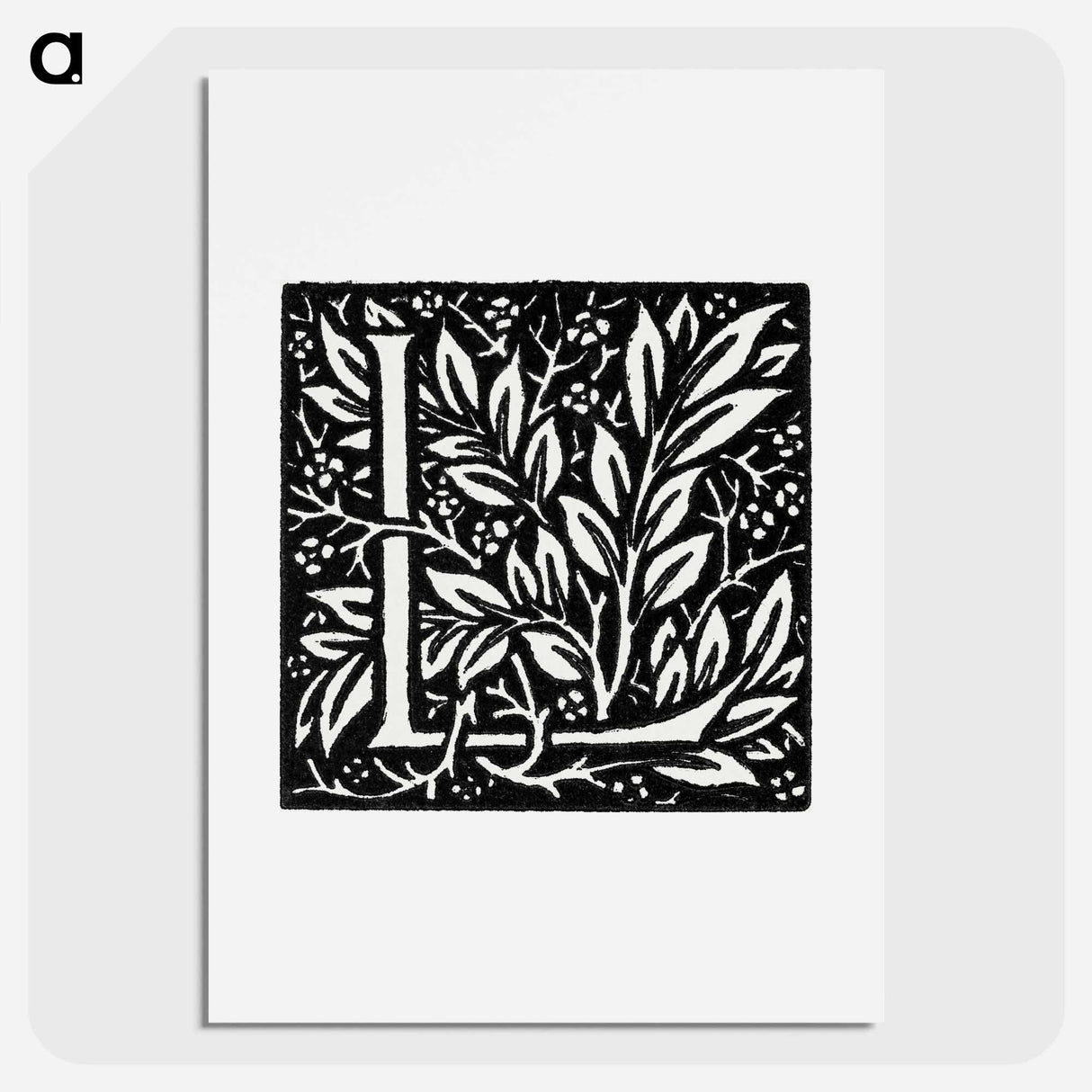 アートポスター-Love is Enough–Initial letter “L” entwined with Laurel Leaves - ウィリアム モリス Poster.