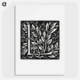 アートポスター-Love is Enough–Initial letter “L” entwined with Laurel Leaves - ウィリアム モリス Poster.