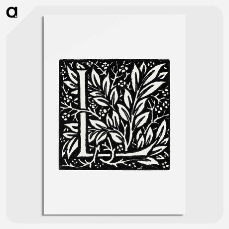 アートポスター-Love is Enough–Initial letter “L” entwined with Laurel Leaves - ウィリアム モリス Poster.