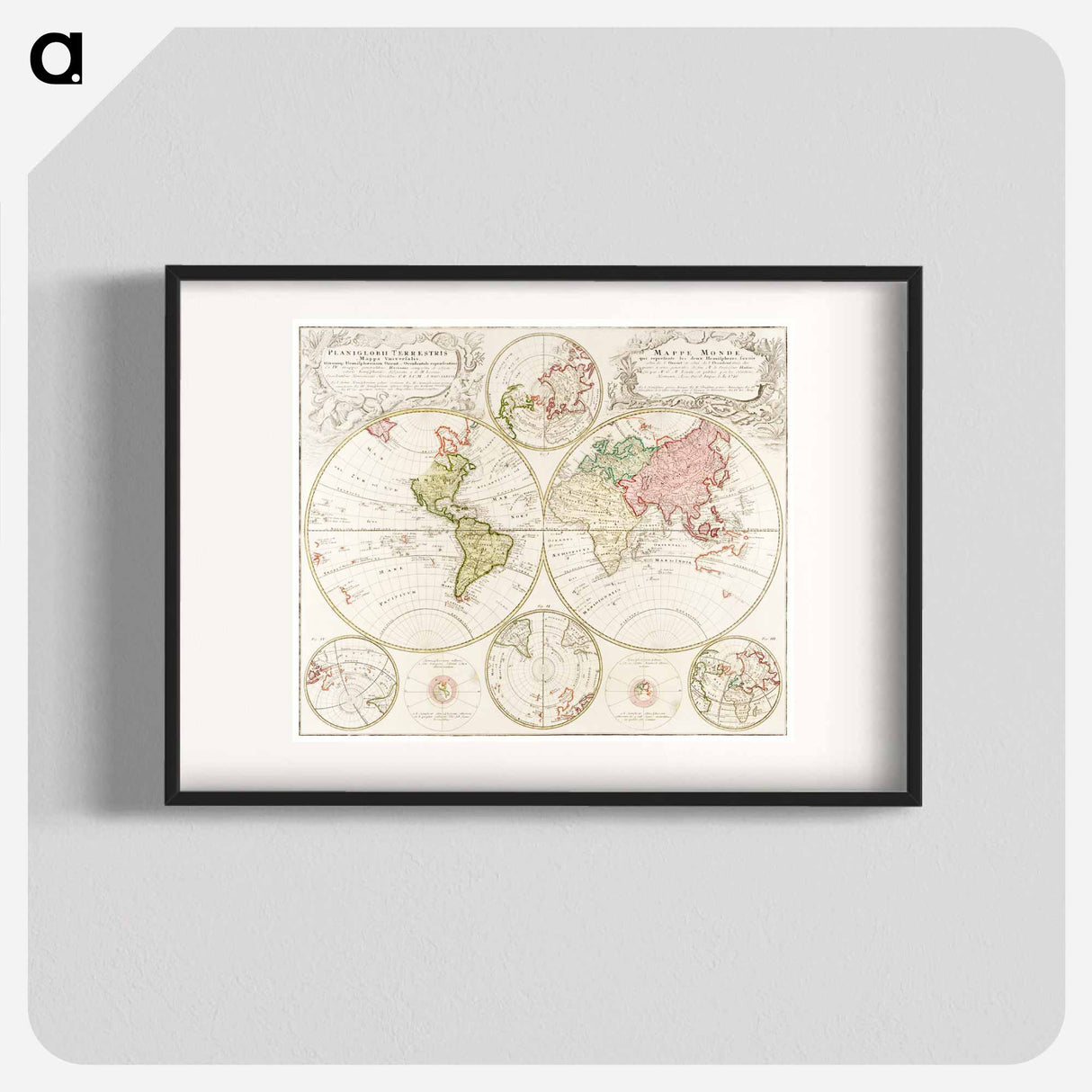 Planiglobii Terrestris Mappa Universalis - アンティーク地図 Poster.