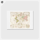 アートポストカード-Planiglobii Terrestris Mappa Universalis - アンティーク地図 Postcard.