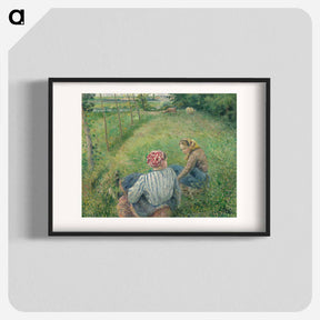 アートポスター-Young Peasant Girls Resting in the Fields near Pontoise - カミーユ ピサロ Poster.