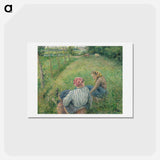 アートポストカード-Young Peasant Girls Resting in the Fields near Pontoise - カミーユ ピサロ Postcard.