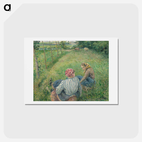 アートポストカード-Young Peasant Girls Resting in the Fields near Pontoise - カミーユ ピサロ Postcard.