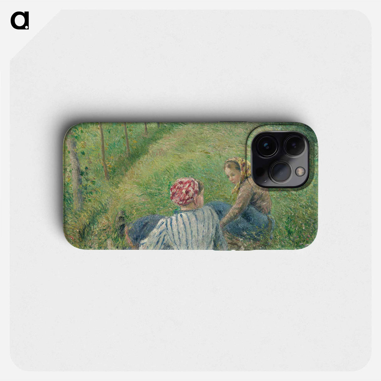 Young Peasant Girls Resting in the Fields near Pontoise - Camille Pissarro Phone Case.