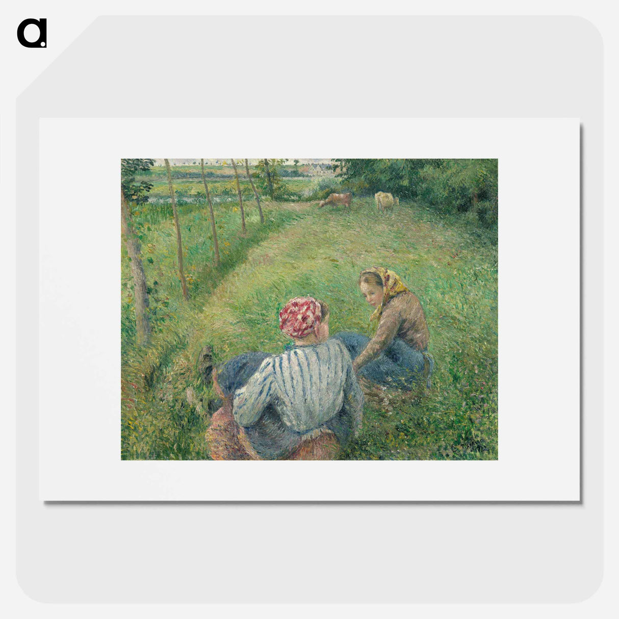 Young Peasant Girls Resting in the Fields near Pontoise - Camille Pissarro Poster.