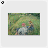 アートポストカード-Young Peasant Girls Resting in the Fields near Pontoise - カミーユ ピサロ Postcard.