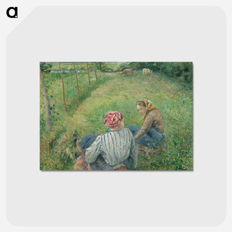 アートポストカード-Young Peasant Girls Resting in the Fields near Pontoise - カミーユ ピサロ Postcard.