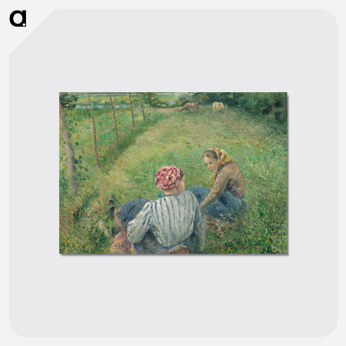 Young Peasant Girls Resting in the Fields near Pontoise - カミーユ ピサロ Postcard.