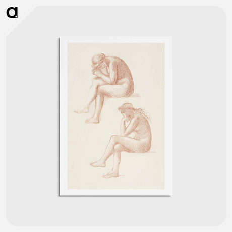 アートポストカード-The Lament: Nude Female, Two Studies for the Figure on the Right - エドワード バーン ジョーンズ Postcard.