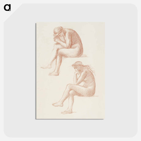 アートポストカード-The Lament: Nude Female, Two Studies for the Figure on the Right - エドワード バーン ジョーンズ Postcard.