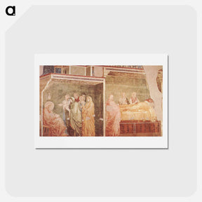 アートポストカード-The Birth of St. John the Baptist and his father Zacharias writing his name - ジョット ディ ボンドーネ Postcard.