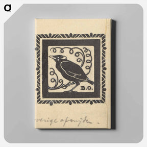 アートパネル-Ontwerp voor een ex libris met een vogel en de initialen B.O. by Julie de Graag - ユリー デ フラーハ Canvas.