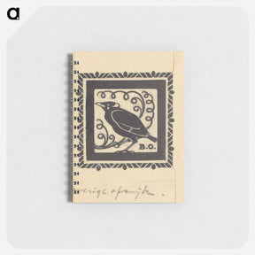 アートメモ帳-Ontwerp voor een ex libris met een vogel en de initialen B.O. by Julie de Graag - ユリー デ フラーハ Memo.