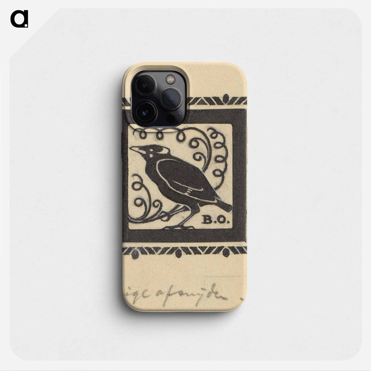 Ontwerp voor een ex libris met een vogel en de initialen B.O. by Julie de Graag - ジュリー デ グラーグ Phone Case.