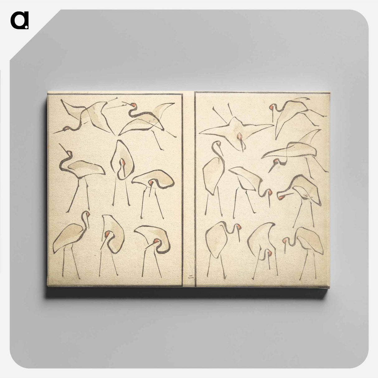 アートパネル-Transmitting the Spirit, Revealing Form of Things: Picture Album of Drawings at One Stroke - 葛飾 北斎 Canvas.