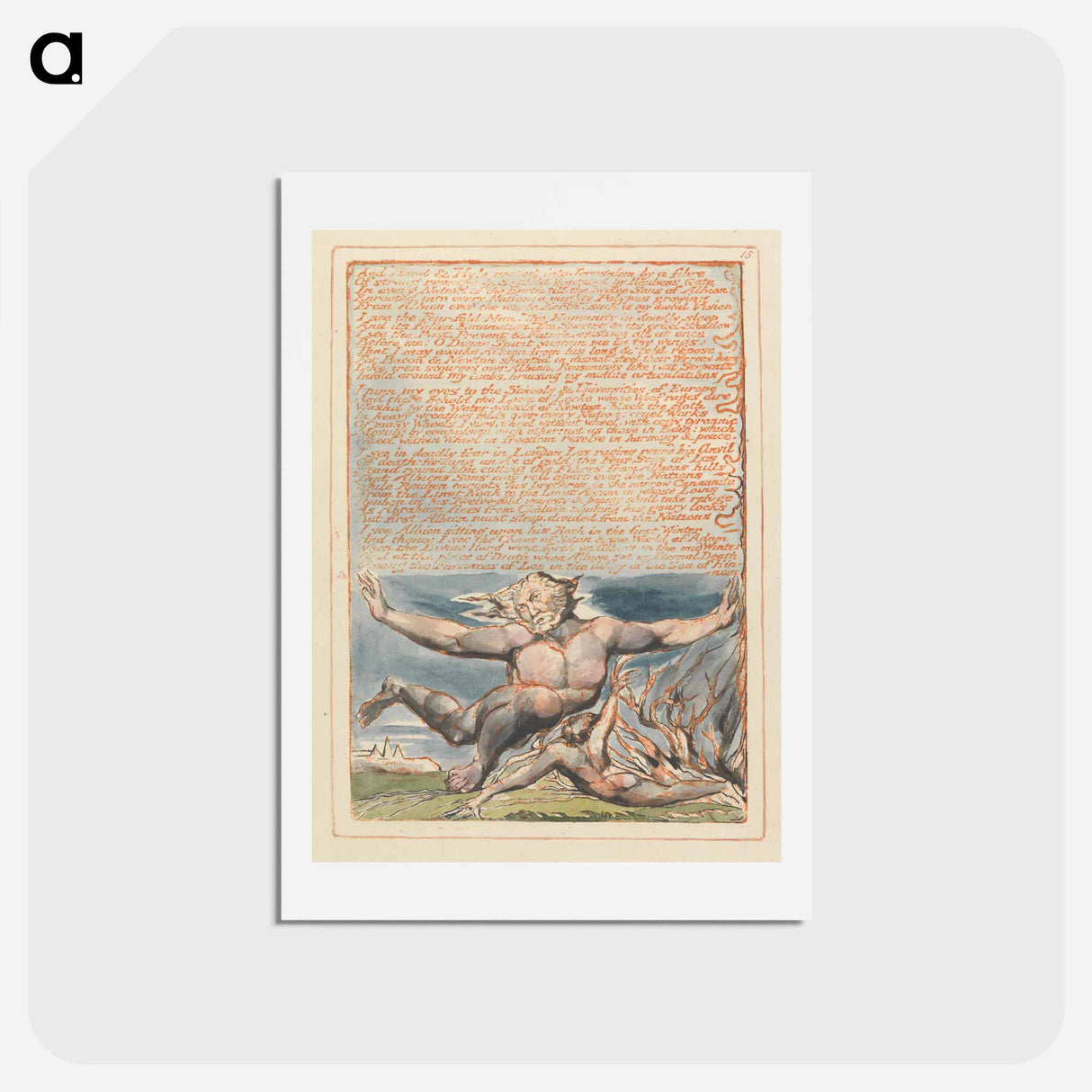 アートポストカード-Jerusalem, Plate 15, "And Hand & Hyle" - ウィリアム ブレイク Postcard.
