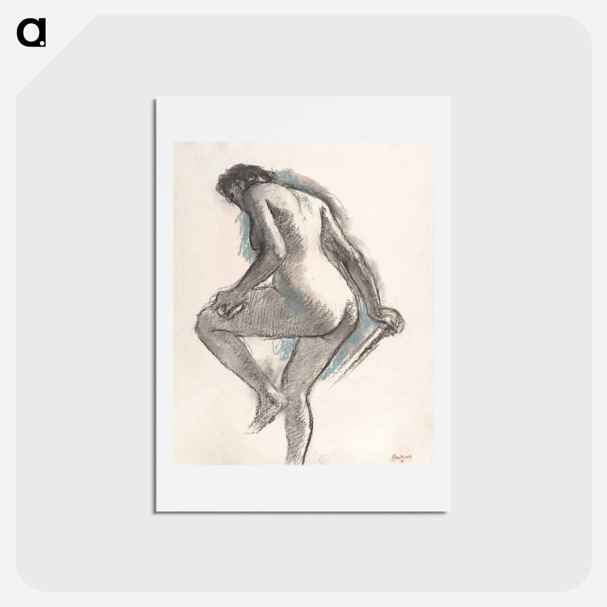 アートポストカード-Bather Sponging Her Knee - エドガー ドガ Postcard.