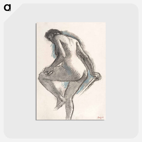 アートポストカード-Bather Sponging Her Knee - エドガー ドガ Postcard.