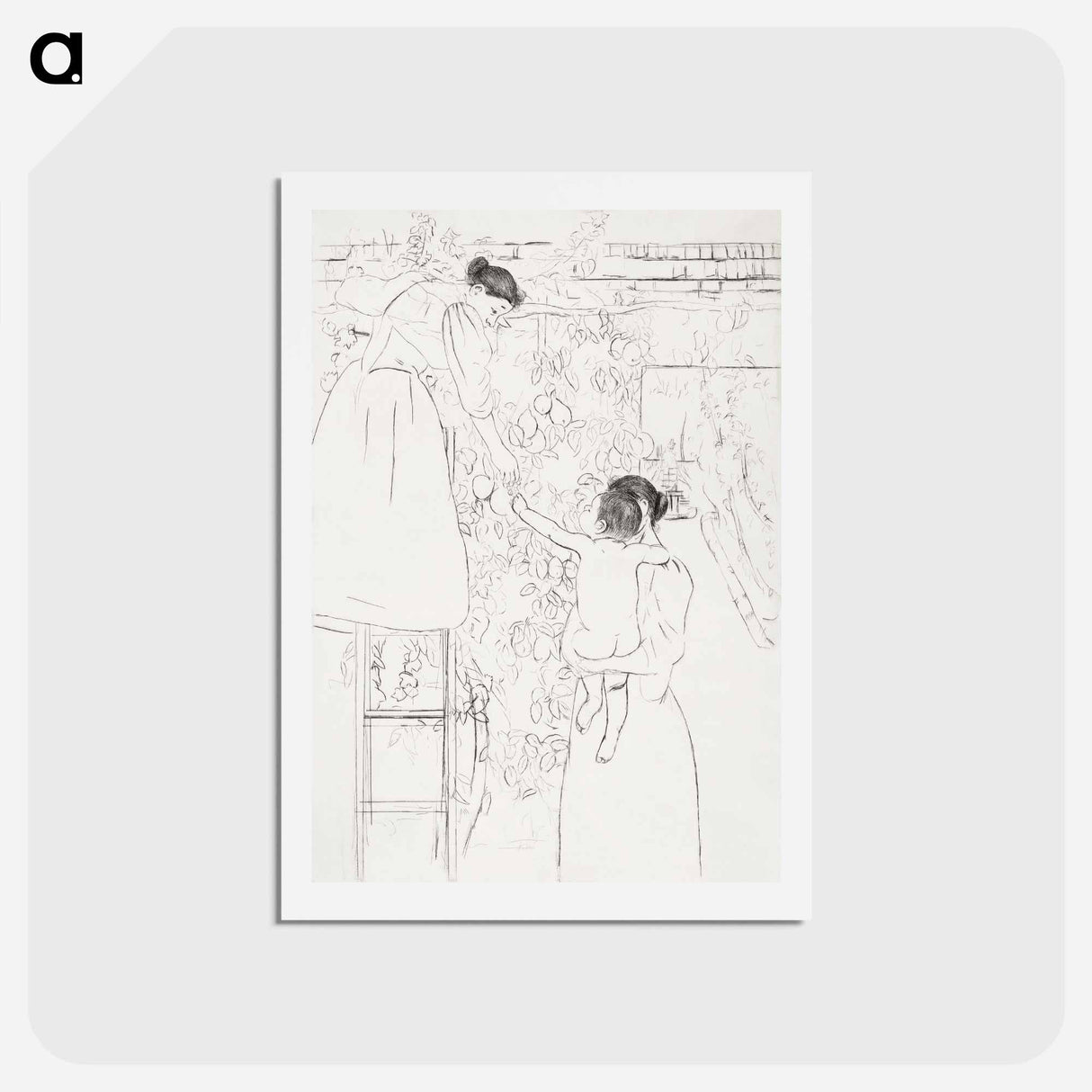 アートポストカード-Gathering Fruit - メアリー カサット Postcard.