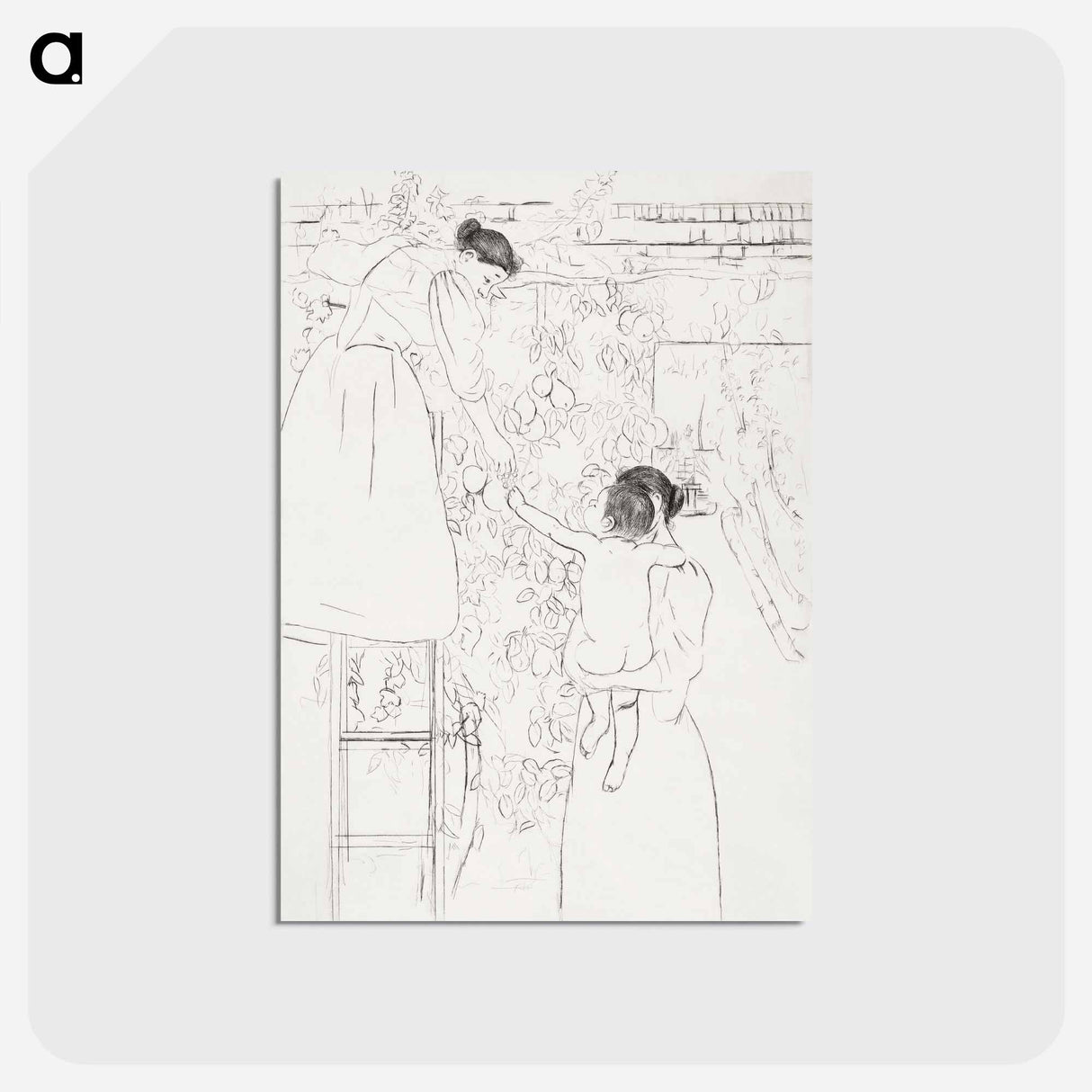 アートポストカード-Gathering Fruit - メアリー カサット Postcard.
