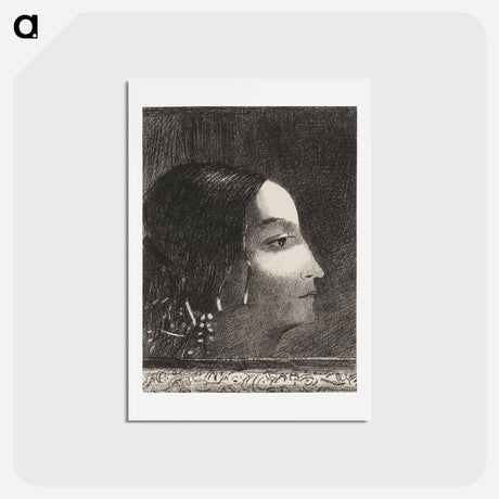 アートポストカード-Dramatic and Grandiose with Her Face like that of a Druid Priestess - オディロン ルドン Postcard.