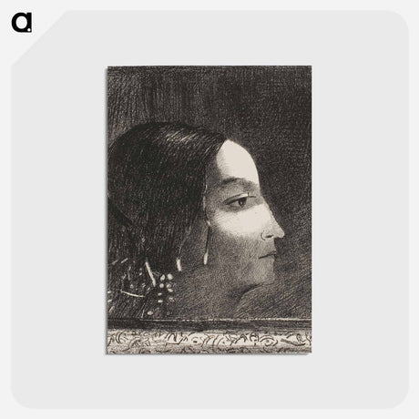 アートポストカード-Dramatic and Grandiose with Her Face like that of a Druid Priestess - オディロン ルドン Postcard.
