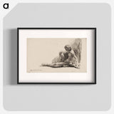 アートポスター-Nude Man Seated on the Ground with One Leg Extended - レンブラント ファン レイン Poster.