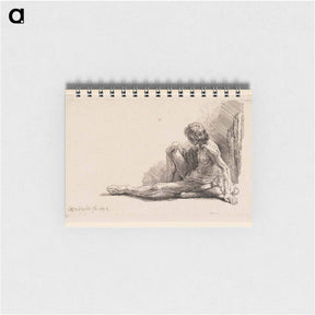 アートメモ帳-Nude Man Seated on the Ground with One Leg Extended - レンブラント ファン レイン Memo.